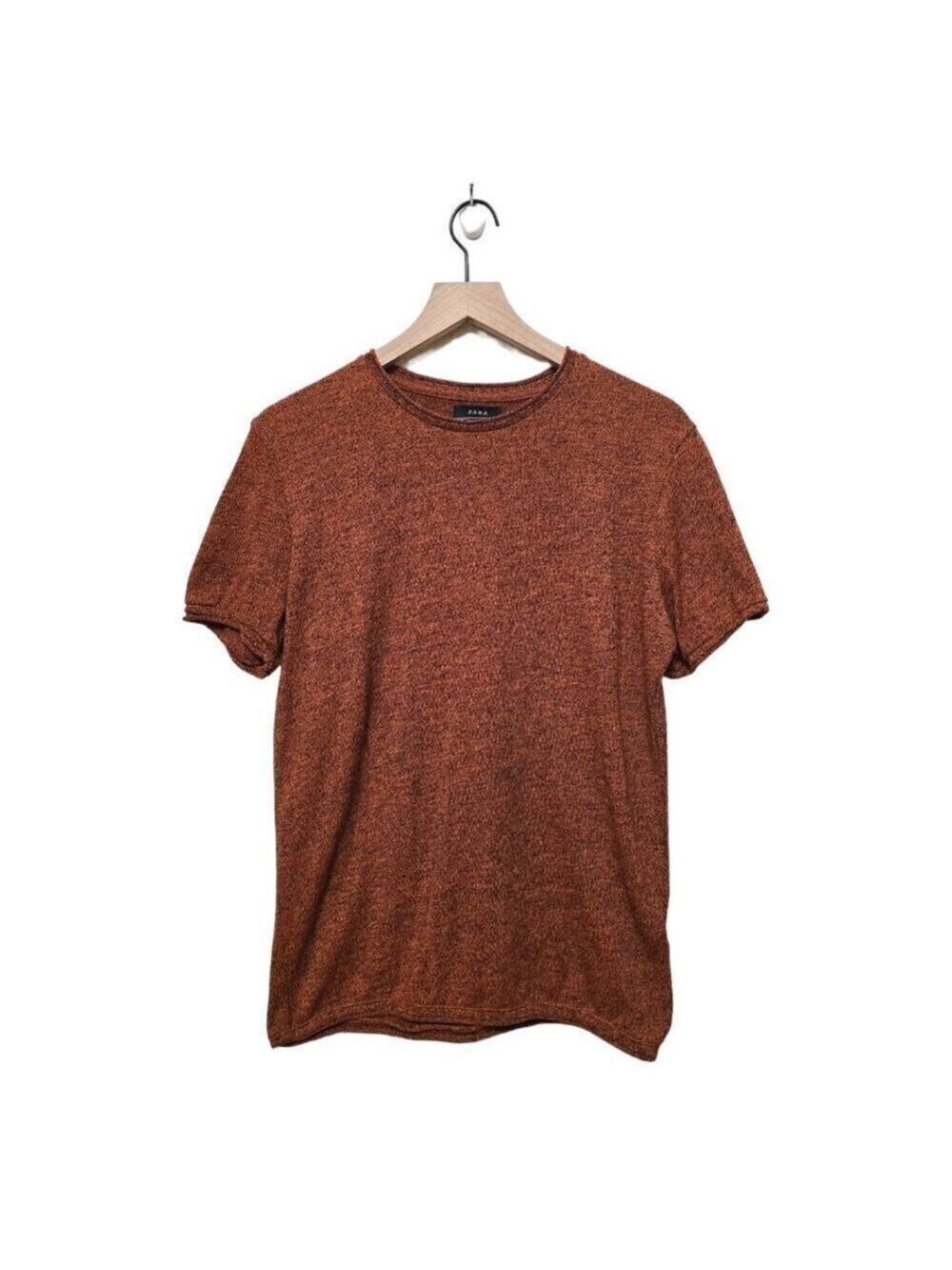 Zara Orange Marled Crew Neck Short Sleeve Tee Sz M
